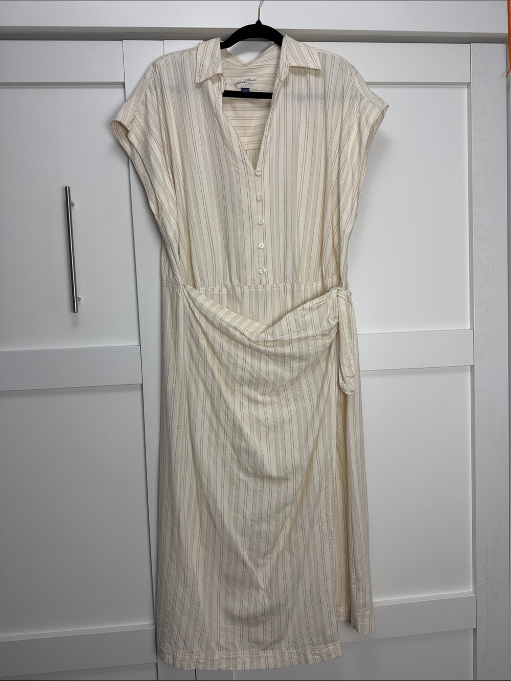 Cream Striped Shirt Dress